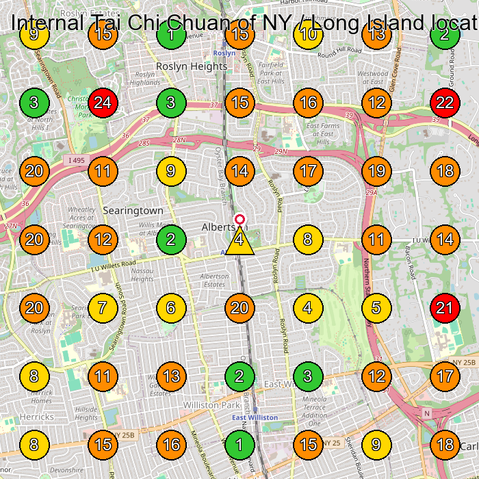 Internal Tai Chi Chuan of NY / Long Island location Tai Chi School GeoGrid ranking map for Albertson NY